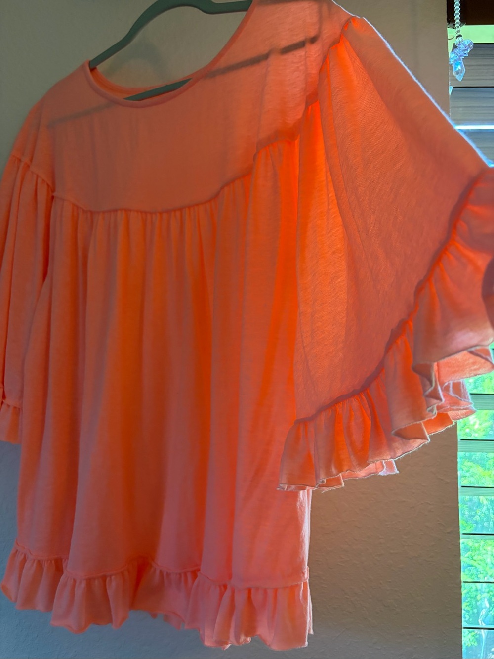 Easel Ruffled Flutter Sleeve Top - Picture 2 of 5